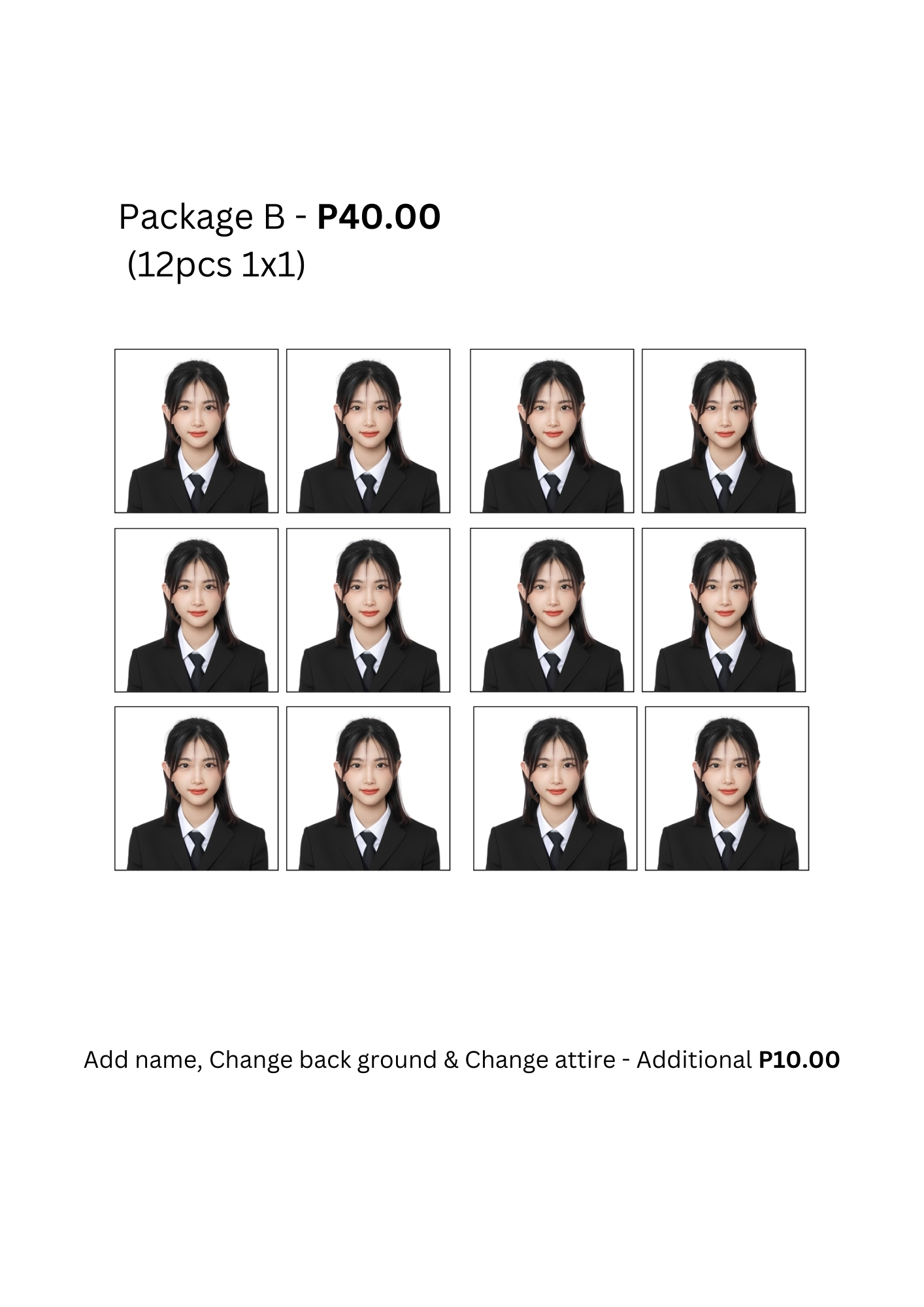 Rush ID Package B (12 pcs 1x1)