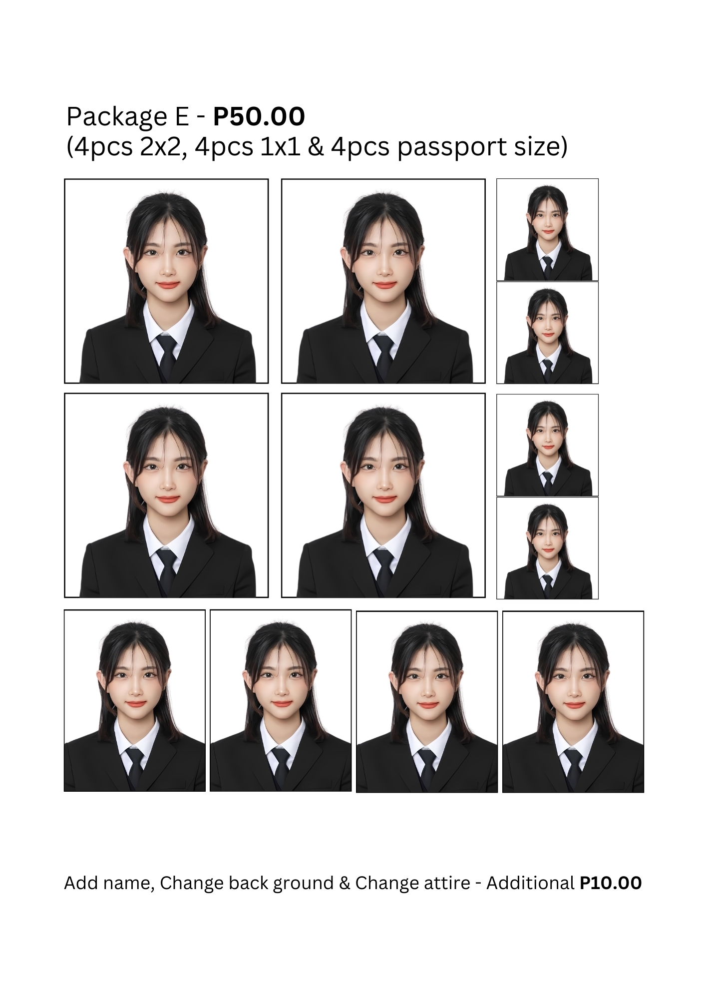 Rush ID Package E (4pcs 2x2, 4pcs 1x1 & 4pcs passport size)