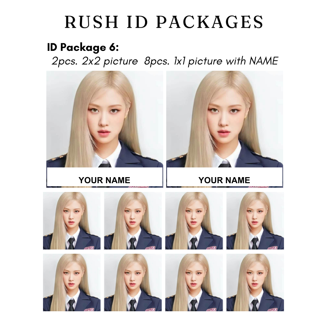 ID Package 6 - 2pcs. 2x2 picture  8pcs. 1x1 picture with NAME