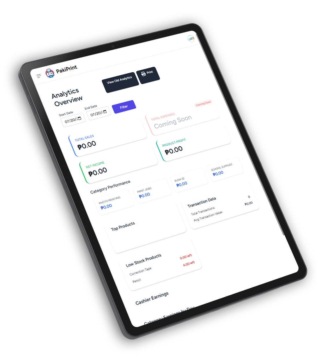 Pakiprint Analytics Screenshot Tablet